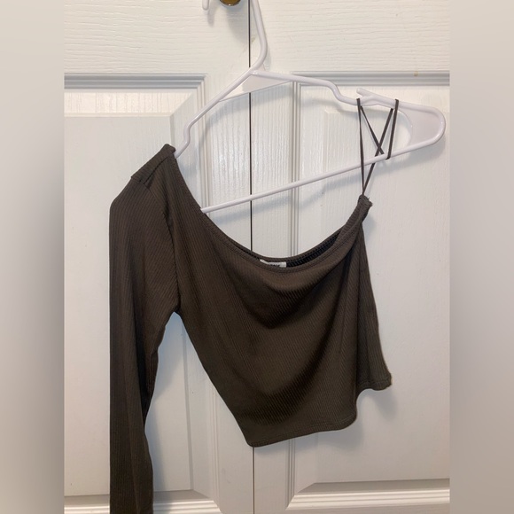 Green one shoulder long sleeve crop top XS - Picture 1 of 4